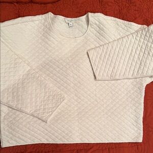 Banana Republic Factory White Quilted Sweatshirt Crewneck